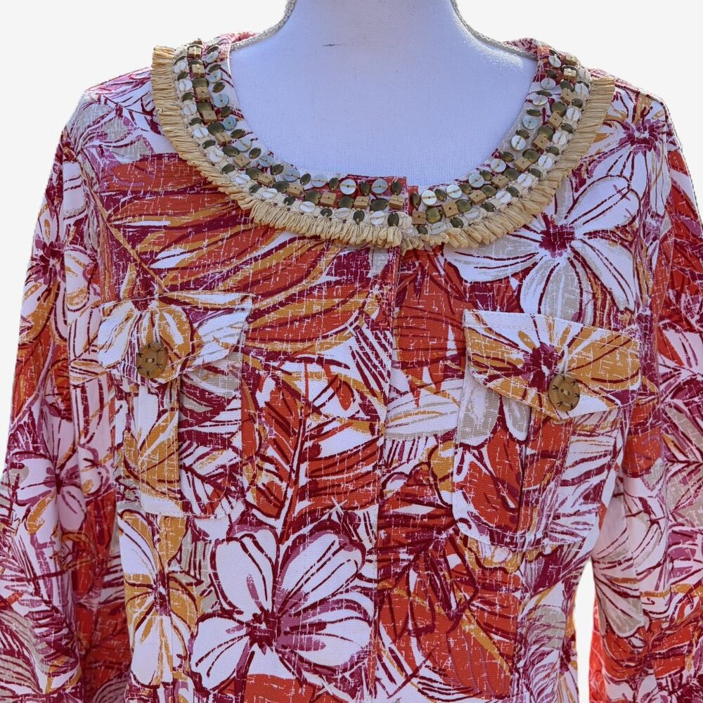 Ruby Rd Snap Front Jacket Island Tropical Raffia … - image 7